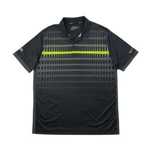 Nike Shirt Mens L Large Black Golf Dri Fit Tour Performance Polo Beefeaters Logo